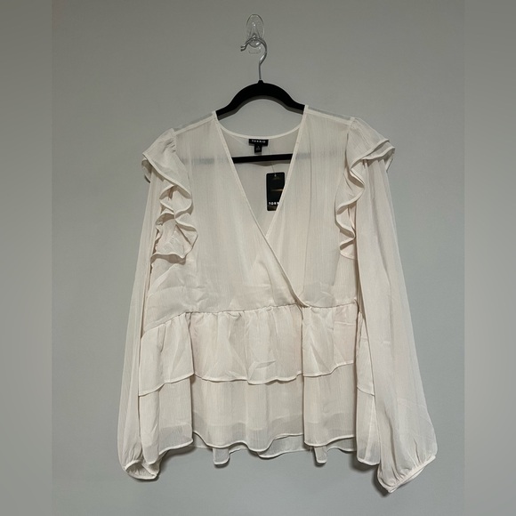 Torrid Long Sleeve Crinkle Chiffon Ruffled Surplice Top Size 3X NWT - Picture 1 of 9
